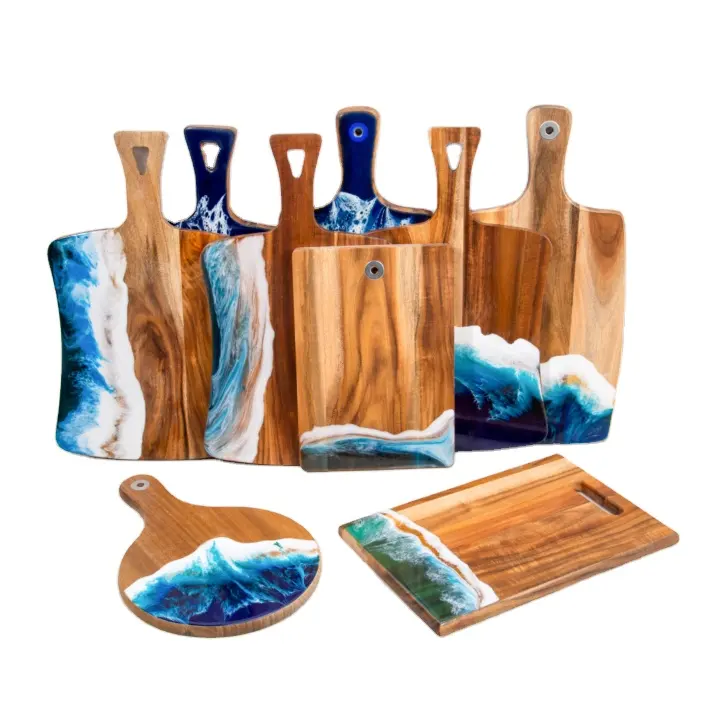 Vendita calda Tropical Blue Ocean Wave servire Board Handmade Ocean Resin Board Ocean Wave charcuterie board Wall Decor