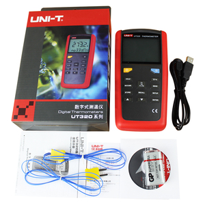 UNI-T-termómetro de contacto de alta precisión UT325, medidor de temperatura de doble entrada con retroiluminación Lcd, función de apagado automático