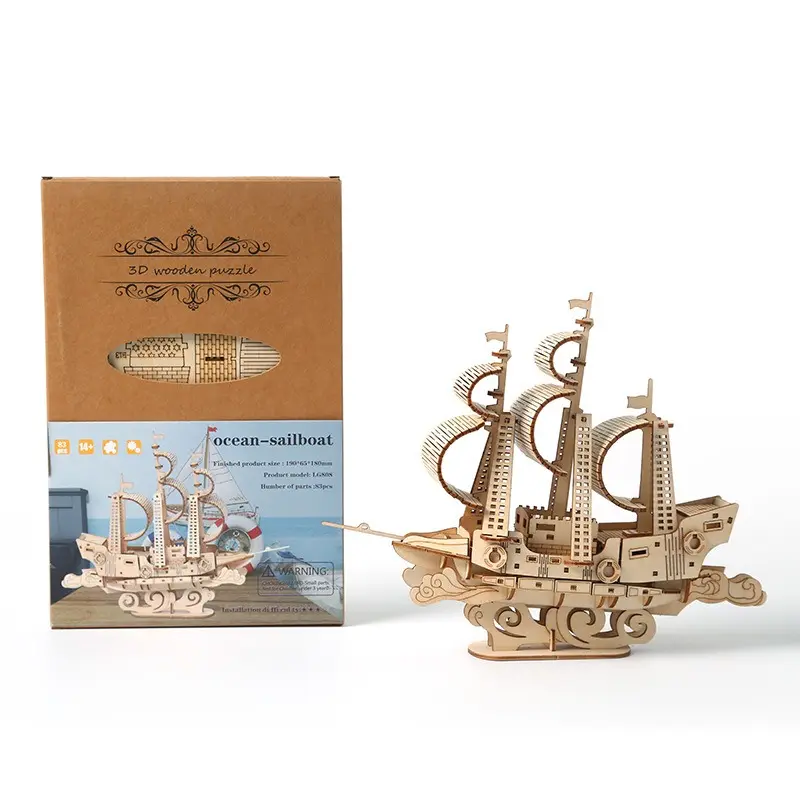 DIY 공예 나무 바다 범선 모델 3D 퍼즐 선물 어린이 장난감 탁상 디스플레이