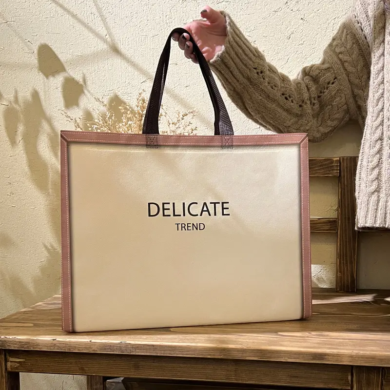 Bolso de compras biodegradable con patrón de flores de colores, bolsa de regalo con diseño de logotipo, no tejido, venta al por mayor