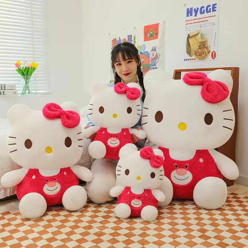 2024 nuevo patrón de oso lindo Hello Cat peluche KT juguetes Anime figura de dibujos animados muñecos de peluche para niñas