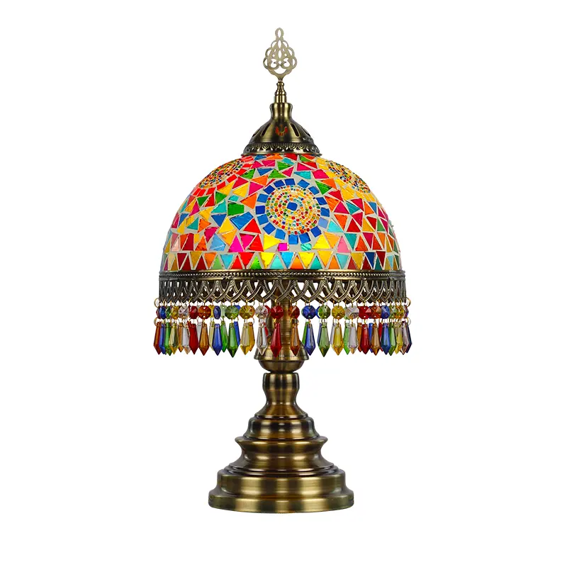 Syadi iluminación estilo turco hecho a mano mosaico multicolor lámpara de mesa de vidrio para Festival decoración del hogar