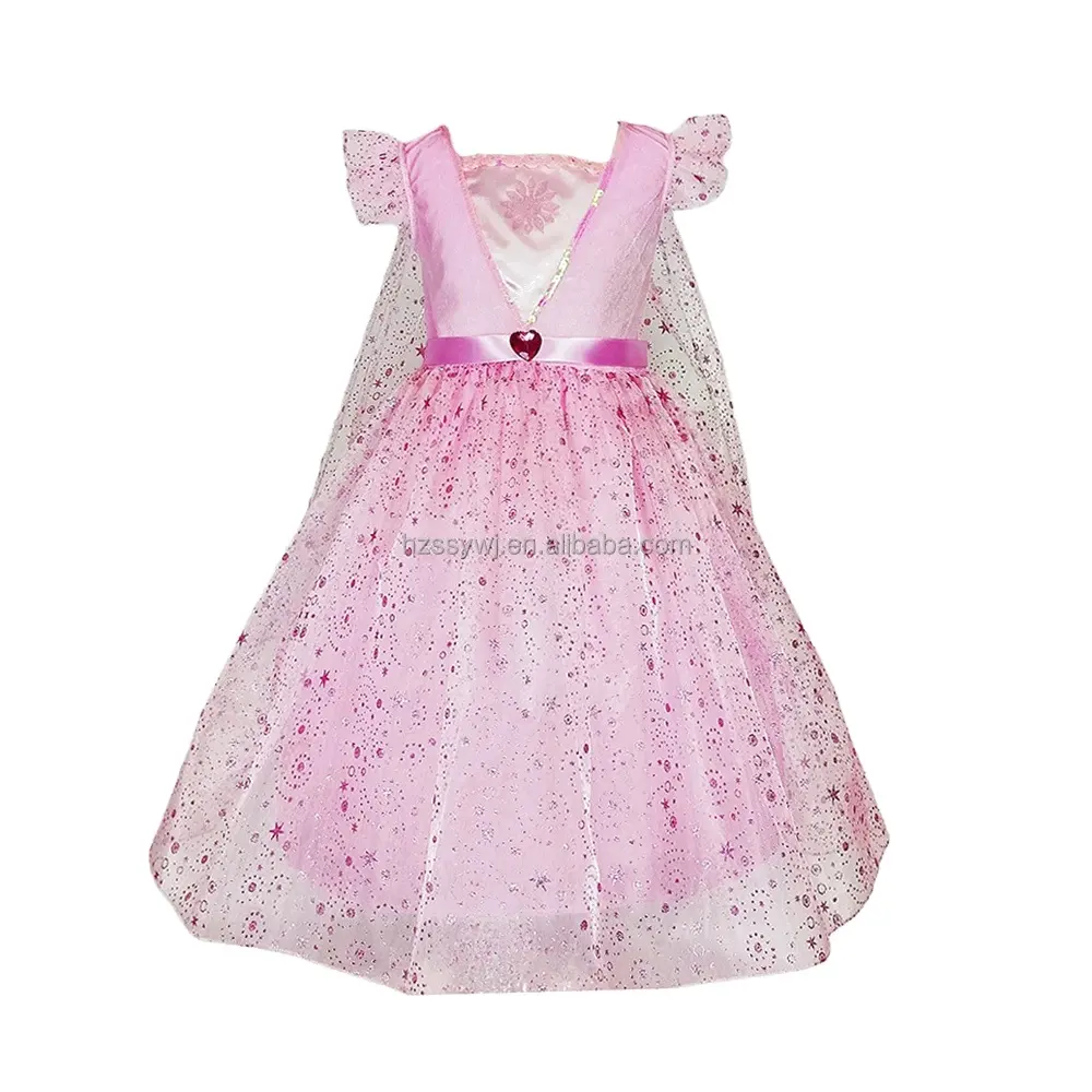 Fantasia dos melhores vestidos infantis para meninas de 10 a 12 anos, vestido de princesa rosa com acessórios