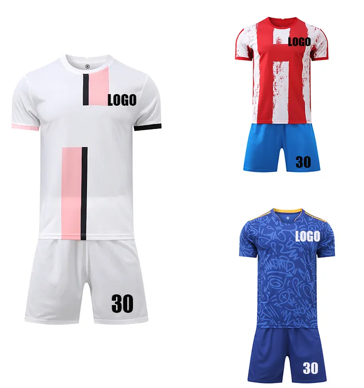 Maillot de football d'équipe vierge, uniformes de football, avec Logo imprimé personnalisé, en vrac, bon marché, vente en gros, usine