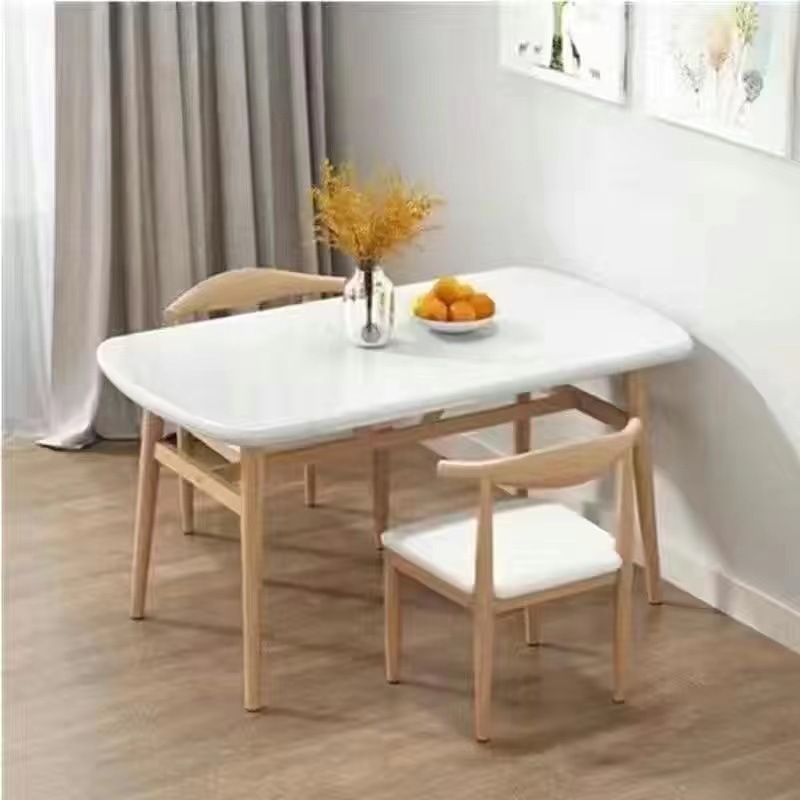 สีขาวนวล 120*60*75 ซม. (โต๊ะเดี่ยว เก้าอี้ 2 ตัว)