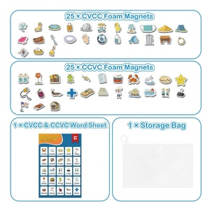 Giochi di parole CVCC & CCVC giochi fonetici, 50 oggetti in schiuma magneti frigo per bambini giocattoli di logopedia per bambini per imparare a leggere - Product Image 3