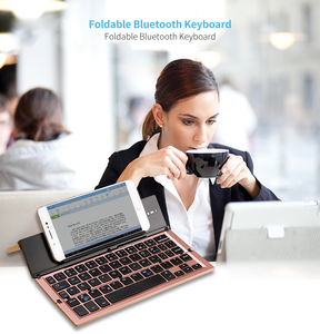 Tastiera Bluetooth pieghevole Wireless a tre sistemi Dual Channel telefono cellulare Tablet tastiera portatile in lega di alluminio - Product Image 5