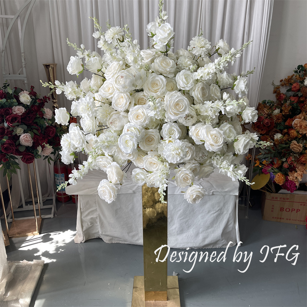 Bola de flores blanca de 90cm de diámetro 02