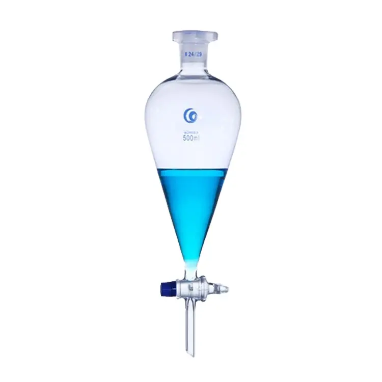 Embudo separador de 50ml-20000ml, dispensador de barra de perfume de vidrio, botella con logotipo impreso, embudo en forma de pera con tapón