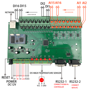Placa de lectura con sensor de temperatura, controlador plc lógico ifttt, analógica, digital, wifi, DI AI, RS232 485 - Product Image 1