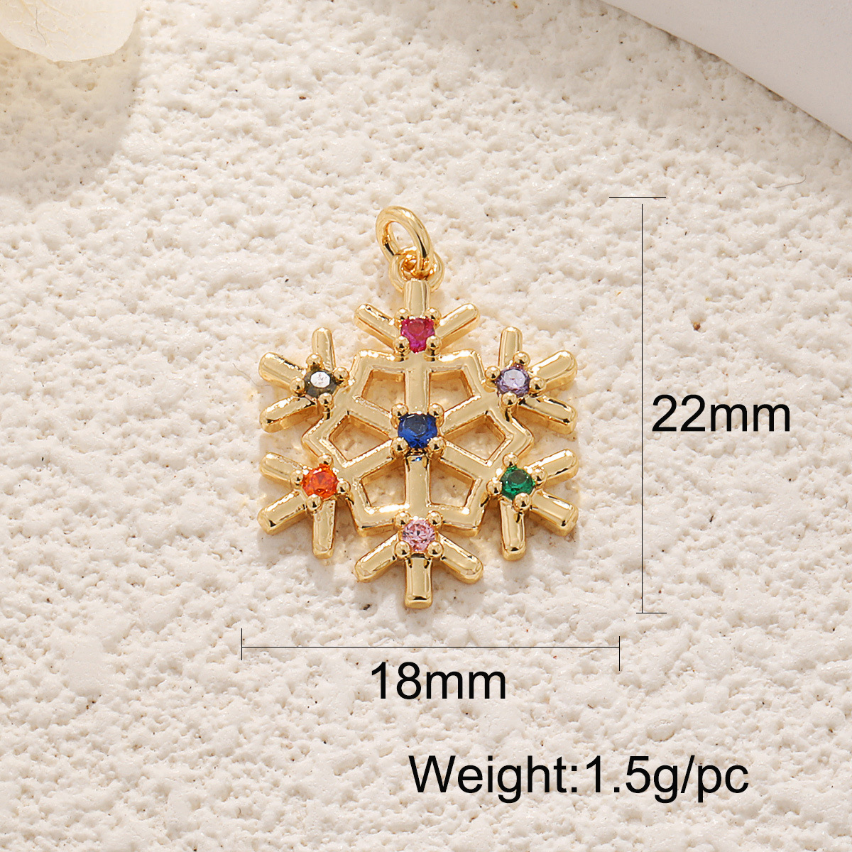 Colorful zircon snowflake - gold