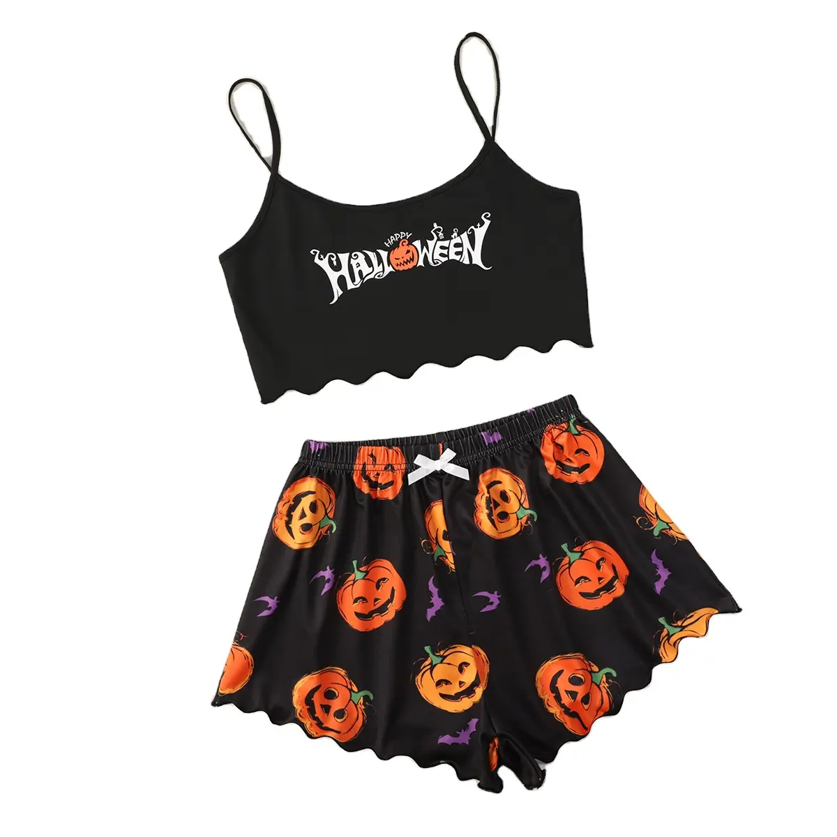 ZIYA A10S116 nuova stampa di zucca di Halloween e Shorts pigiama di flanella da donna