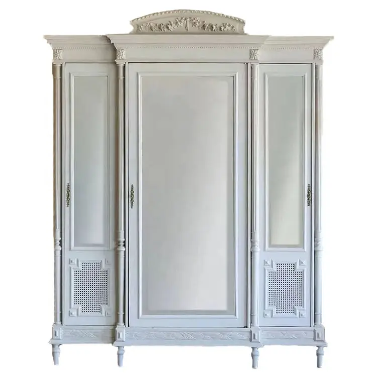 Высококачественный французский старинный деревянный шкаф с 2/3/4 дверями шкаф с зеркалом мебель для спальни на заказ