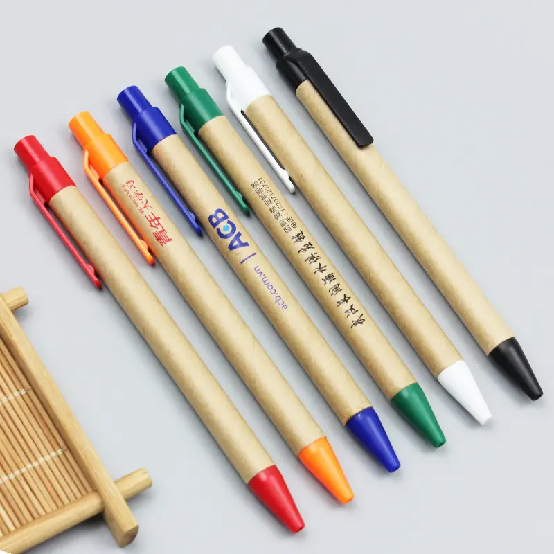 promotional recycled cardboard ballpoint pen Eco friendly paper pen with degradable accessories in PLA