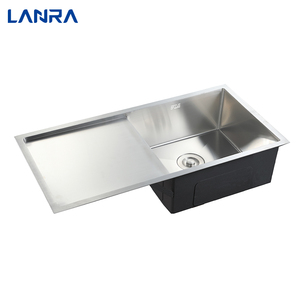 中国制造简易安装手工单碗深金属厨房水槽，带排水洗水板 - Product Image 6