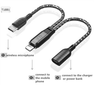 แจ็กเก็ตไนลอนสายแยก OTG สำหรับผู้หญิง2-in-1มัลติฟังก์ชัน Type C ตัวผู้ถึง2-Type C ตัวเมีย - Product Image 5