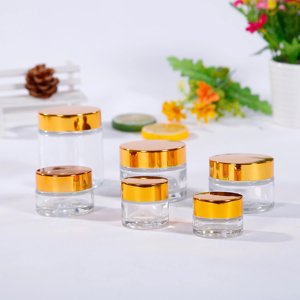 Tarro de crema de vidrio cosmético transparente de alta calidad, 5ml, 10ml, 15ml, botella de vidrio reutilizable vacía - Product Image 1