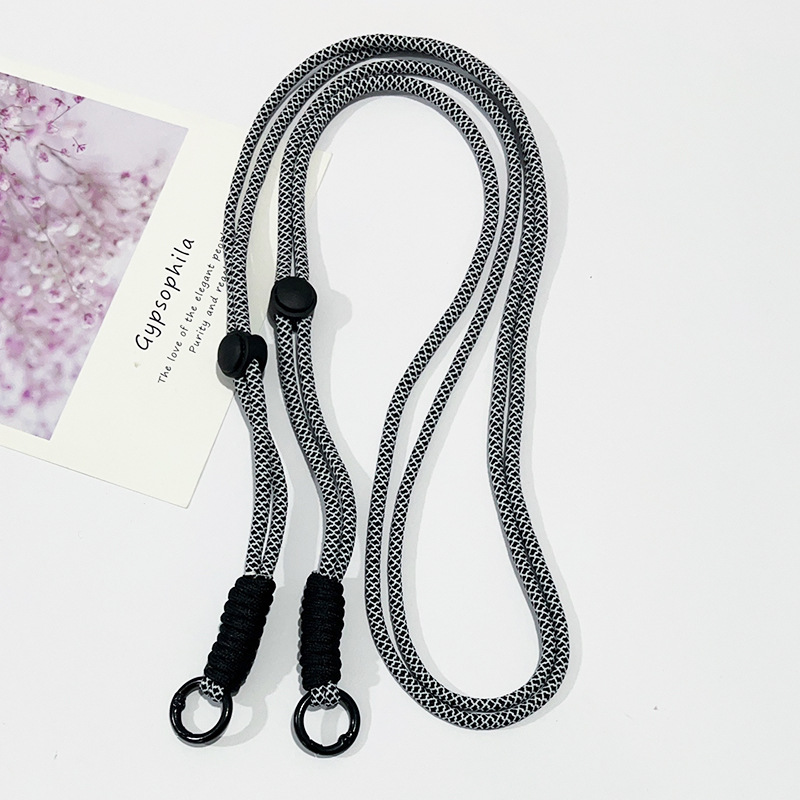 Cordon long réglable-noeud noir et blanc