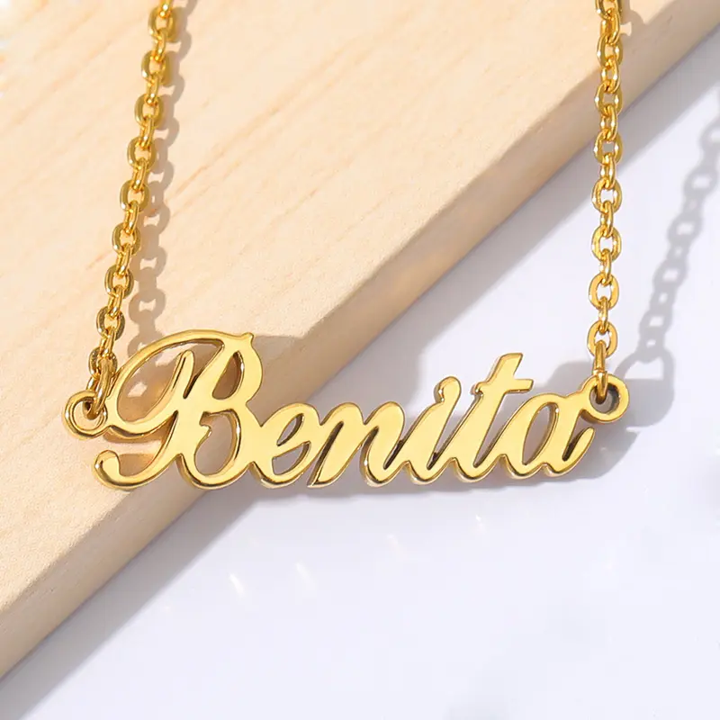 Personalized Custom Name Necklace For Women Stainless Steel Gold Chain Choker Necklaces Jewellery Collar BFF Accessories femme