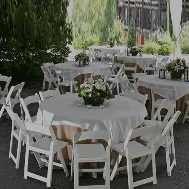 Venda por atacado de resina branca dobrável chiavari casamento tiffany wimbledon cadeiras de jardim