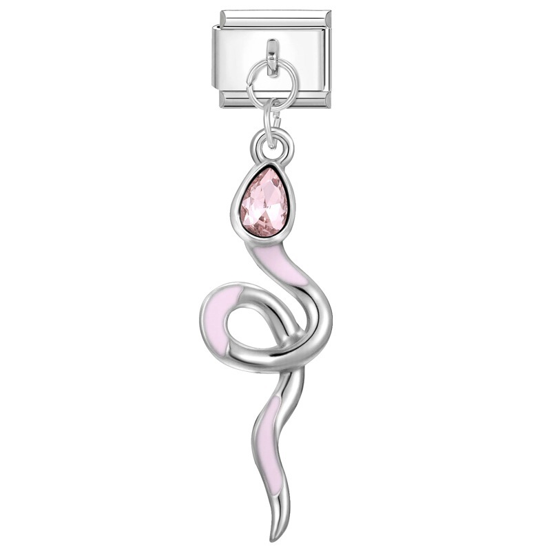 Pendentif fond acier-serpent poudre