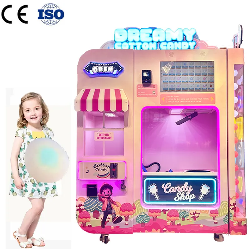 Neues Design Zuckerwatte-Maschine mit Zucker verkauf Automatischer Baumwoll automat Zuckerwatte-Verkaufs automaten zum Verkauf