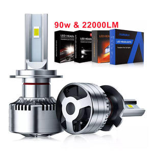 Stokta Aurora ücretsiz Logo ambalaj tasarımı 6500K 90W süper parlak H4 H7 H11 9005 araba <span class=keywords><strong>LED</strong></span> far lambaları