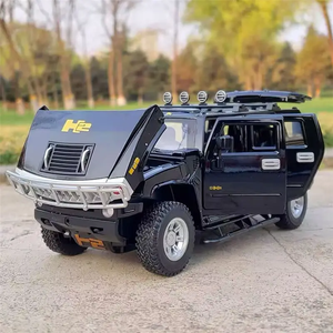1/18 Hummer โมเดลรถ H2ทางหลวง61 SUV โลหะผสมเหล็กหล่อ unisex การจำลองแสงเสียงของขวัญเด็กรถออฟโรดพลาสติก - Product Image 1