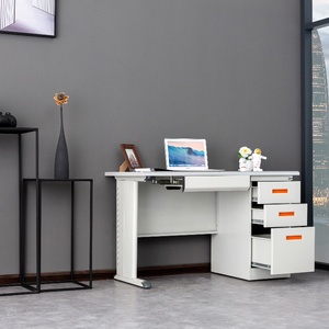 Escritorio de oficina de metal y silla, estación de trabajo de hierro, escritorio, muebles de oficina, mesa de ordenador simple, escritorio de oficina con estantería - Product Image 3