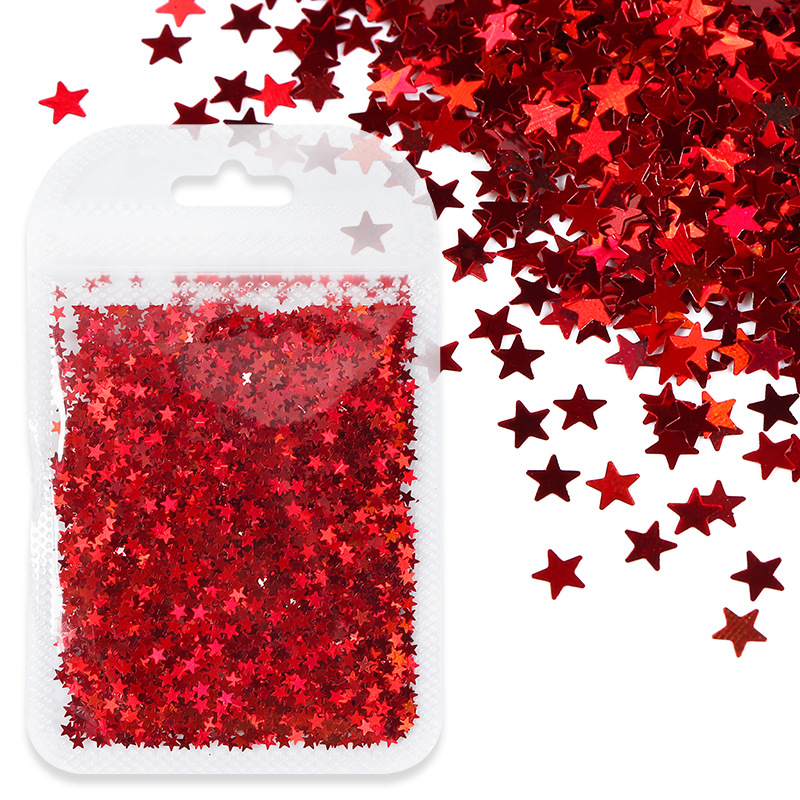 2g estrella pequeña en bolsa transparente color hueso - rojo intenso - 10