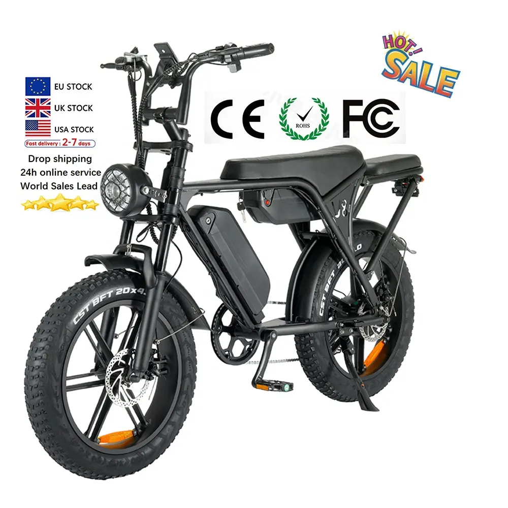 Bicicleta eléctrica de alta velocidad Retro E-Bike dos asientos dos baterías ebike V8 Max Fatbike Off Road EBike Fat Tire bicicleta eléctrica