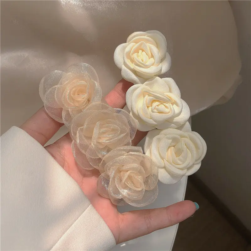 Nuovo Designer camelia Hair Clamp Clip white rose flower fermagli per capelli accessori per capelli clip a molla