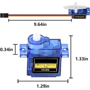 6 pezzi Sg90 9g Micro servomotore, Mini servomotore Kit di plastica ingranaggio di 180 gradi Servo per auto Rc aereo per - Product Image 3