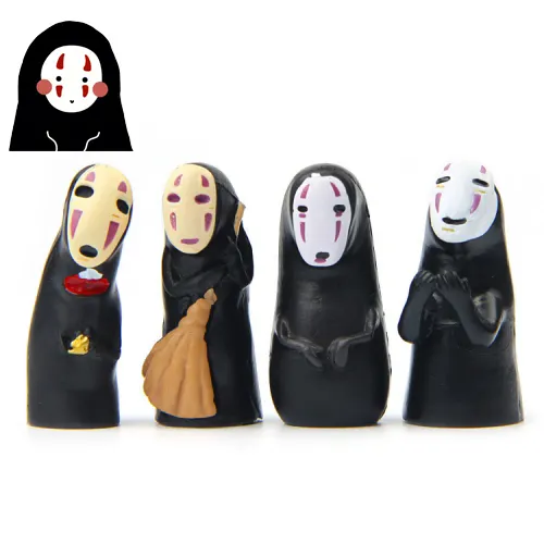 4 unids/set 3CM Spirited Away No Face Man Anime figuras de juguete mini muñeca de juguete