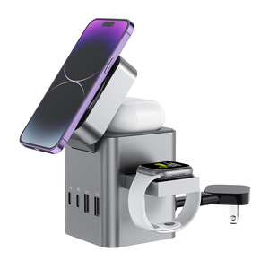 Taşınabilir alan tasarrufu 15W hızlı şarj cep telefonu tutucu çok fonksiyonlu katlanabilir manyetik 3 in 1 kablosuz şarj istasyonu - Product Image 5