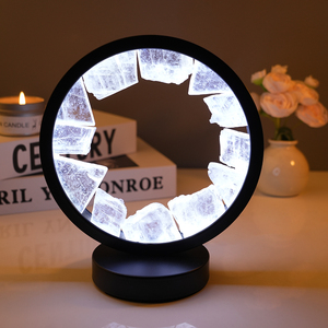 Yuvarlak doğal temizle kuvars kristal işık iyi uyku <span class=keywords><strong>Selenite</strong></span> çakra ev dekorasyon için LED USB işık ham kristal - Product Image 1