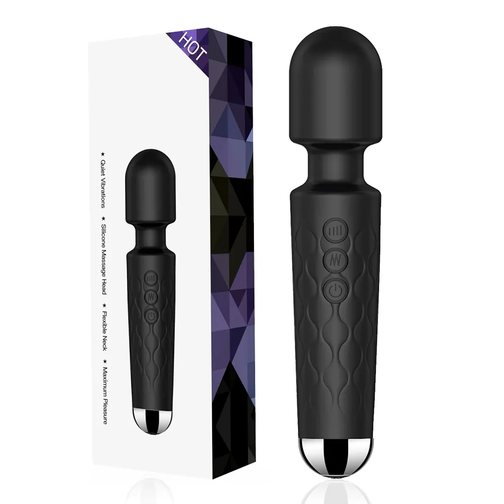 Venta caliente silicona USB Reacharge Stong Potente portátil AV gran varita hombres mujeres vibradores masajeador inalámbrico