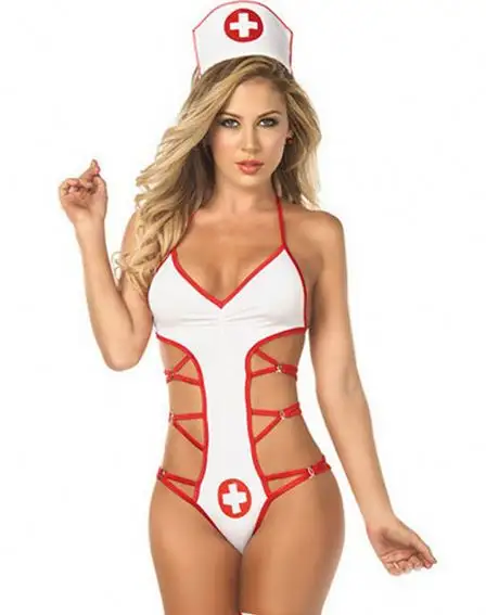 Weibliche Erwachsene sexy Halloween-Cosplay Krankenschwester tragen einfarbiges Kostüm für sexy Mädchen
