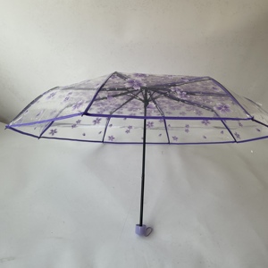批发定制盖透明视觉透明伞Logo 3折叠伞樱花透明伞 - Product Image 5