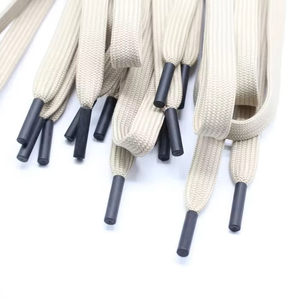 Cordones planos de poliéster de diseño de fábrica con logotipo Sudadera con capucha con cordón personalizada con puntas de silicona, extremo de puntas de plástico