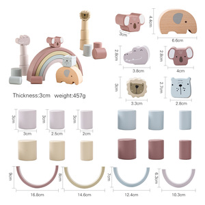Hot Selling Animal <strong>Pattern</strong> Wooden Teething Colorful Teethers Baby Stacking Toys Non Toxic <strong>Building</strong> Stacker <strong>Blocks</strong> - Product Image 5