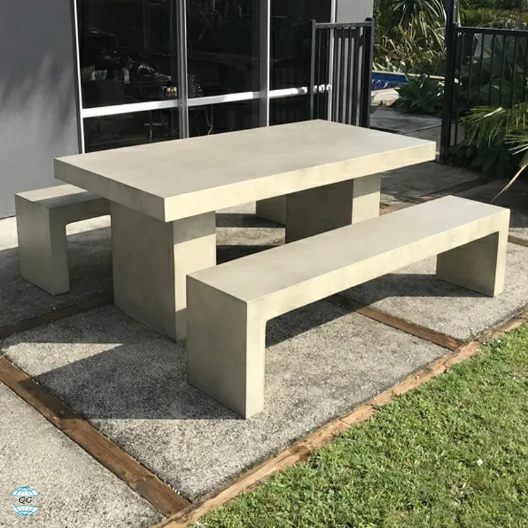 Table à thé en ciment et Fiber de béton moderne, mobilier de salon, Table d'extérieur, Table à café ronde et carrée en béton