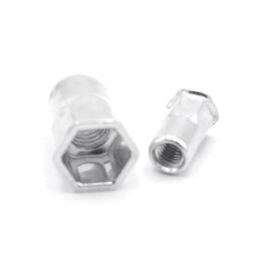 M4-M12ステンレス鋼フラットヘッドオープンエンドセミ六角リベットナットアルミニウム刻み付きクローズドポップブラインド六角カップリングナット - Product Image 2