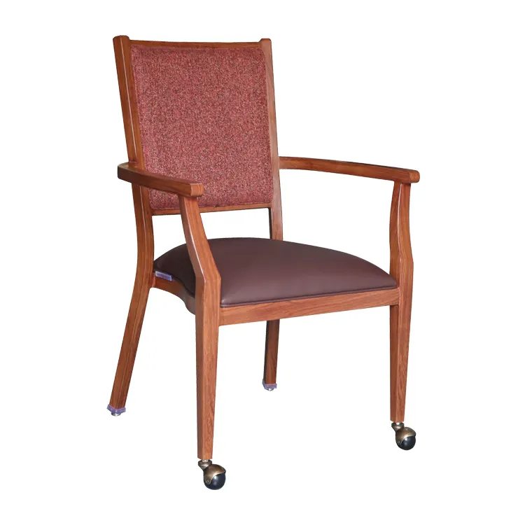 America Senior Living Chair Aluminium Frame Sanatorium High Back Dining Restaurant Armchair With Wheels