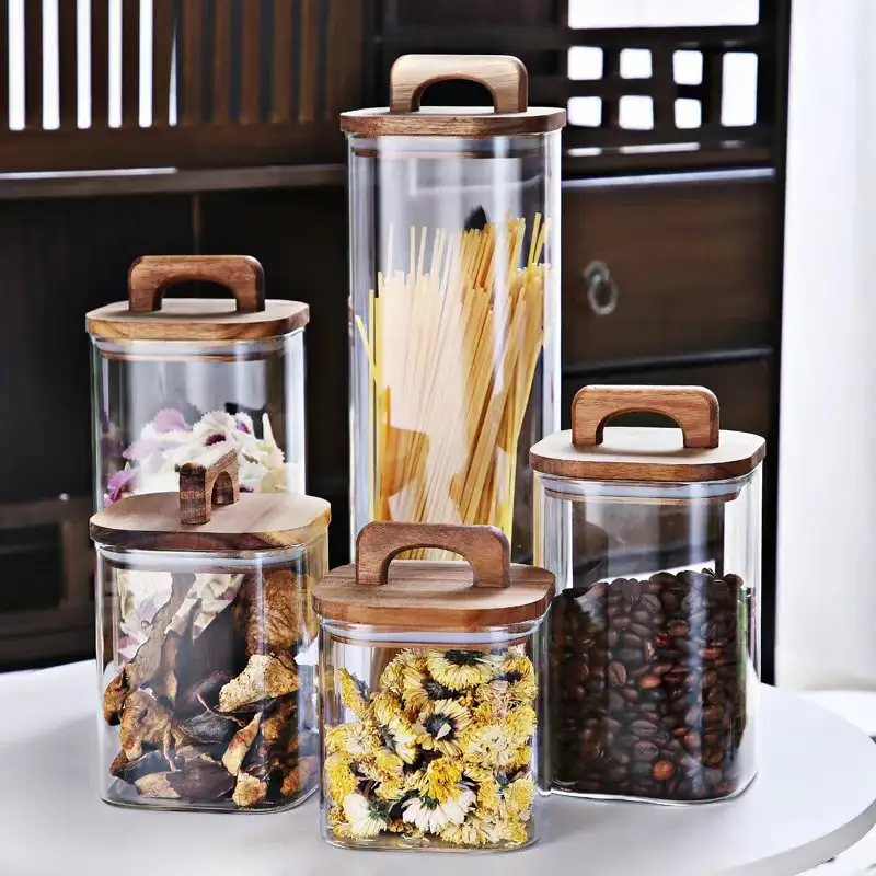 食品貯蔵および容器用の安全なシールを備えた耐熱性の正方形の食品グレードのガラス瓶