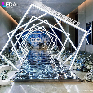 LEDA fabrika özel parti dekor serin geometri kemer RGB ışık LED tünel düğün koridor kemer zemin standı - Product Image 6