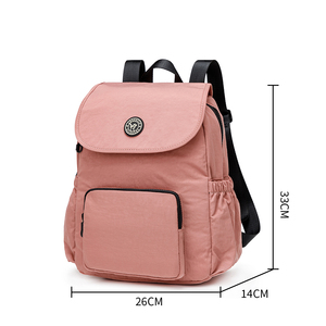 Mini mochila de color sólido con patrón gráfico Nylon impermeable y cierre de cremallera Bolsillo trasero con cremallera Llavero - Product Image 5