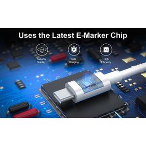 USB C至USB C充电电缆C型快速充电器线PD线1m 2m白色