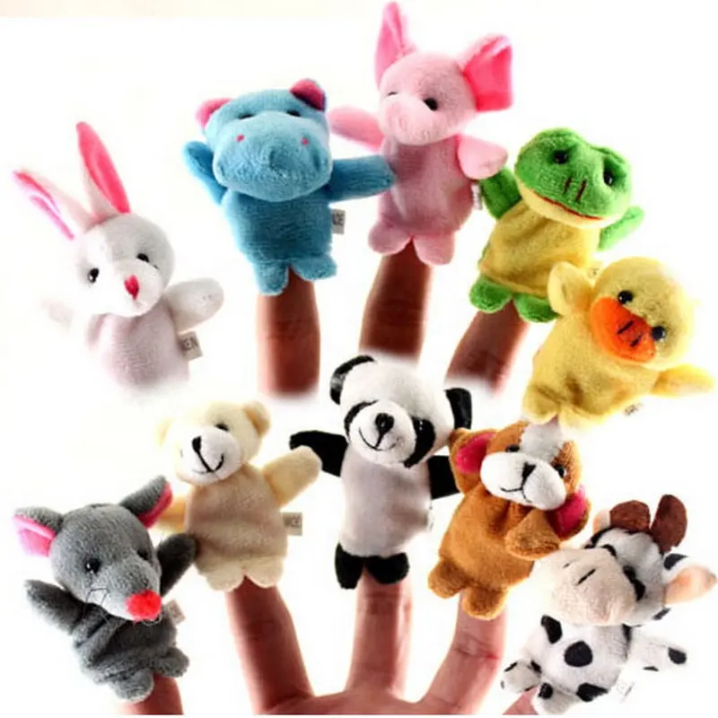 10PCS recheado panda pato urso coelho pelúcia brinquedos macios pelúcia animal dedo fantoches para crianças