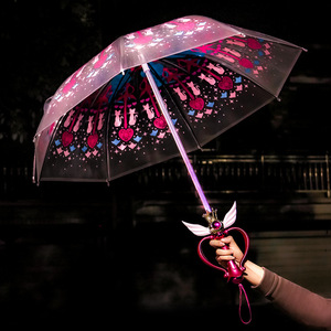 圆顶气泡形状清晰定制Led直坚持透明雨伞与魔术棒 - Product Image 1
